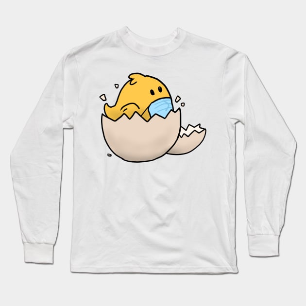 Chick in the egg with face mask happy easter 2021 Long Sleeve T-Shirt by Mesyo